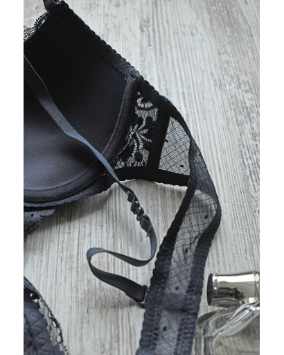 Дизайнерский однотонный бюстгальтер цвета джинс 35126, Цвет: Джинс, Размер: 80B, изображение 3