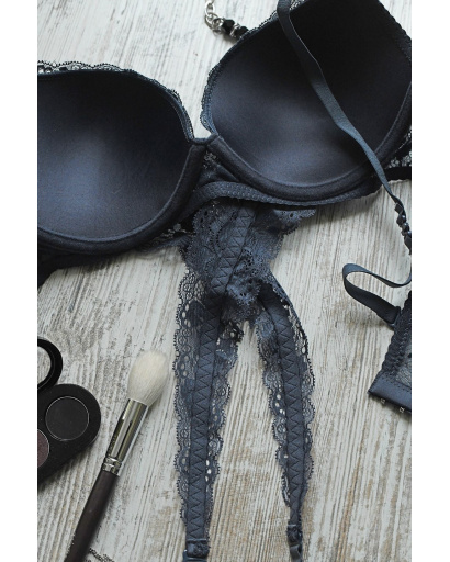 Дизайнерский однотонный бюстгальтер цвета джинс 35126, Цвет: Джинс, Размер: 80B, изображение 4