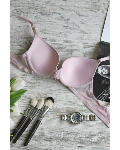 Контурний бюстгальтер з ажурним бантиком 35134, Колір: Світло-рожевий, Розмір: 85B, зображення 3