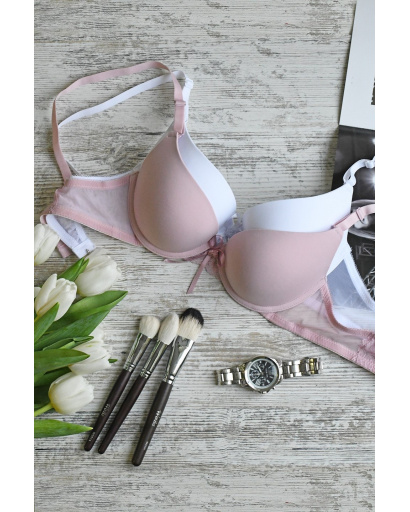 Контурний бюстгальтер з ажурним бантиком 35134, Колір: Світло-рожевий, Розмір: 85B, зображення 4