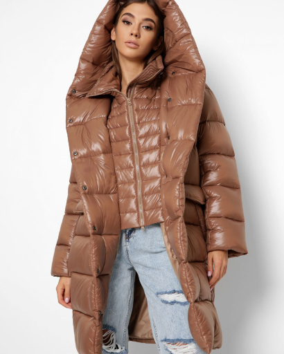 Жіночий коричневий пуховик 46426, Колір: Коричневий, Розмір: S, зображення 2