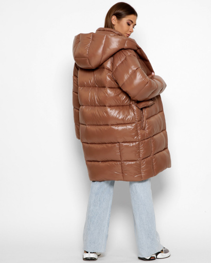 Жіночий коричневий пуховик 46426, Колір: Коричневий, Розмір: S, зображення 5