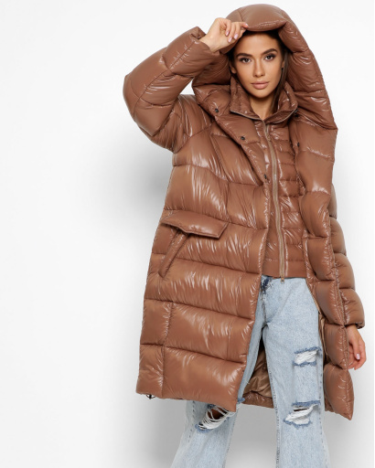 Жіночий коричневий пуховик 46426, Колір: Коричневий, Розмір: S, зображення 7