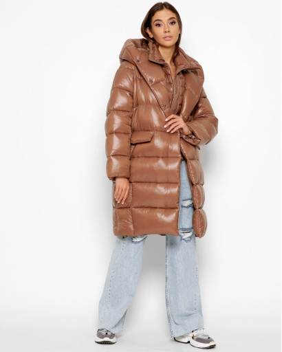 Жіночий коричневий пуховик 46426, Колір: Коричневий, Розмір: S, зображення 9