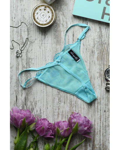 Женские трусики стринги с цветочной вышивкой 35168, Цвет: Голубой, Размер: S, изображение 2