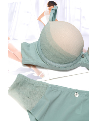 Нефритовий комплект жіночої білизни 34818, Колір: Зелений, Розмір: 75 В трусики М, зображення 2