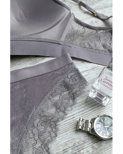 Комплект жіночої нижньої білизни з мереживними вставками 35151, Колір: Світло-рожевий, Розмір: 70 С трусики S, зображення 3