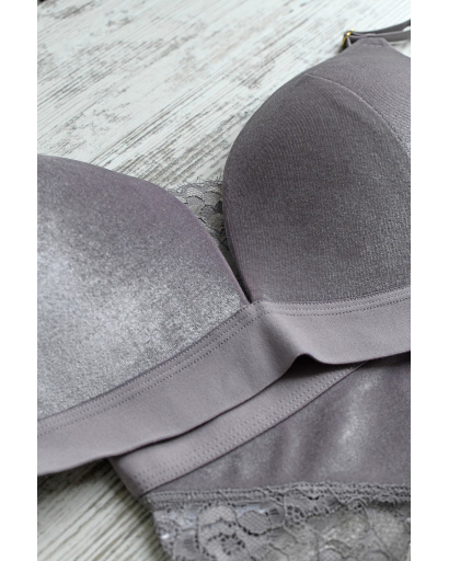 Комплект жіночої нижньої білизни з мереживними вставками 35151, Колір: Світло-рожевий, Розмір: 70 С трусики S, зображення 4