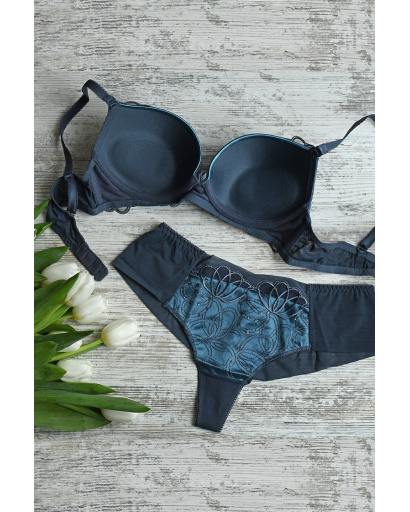 Комплект нижнего белья с push-up 35149, Цвет: Морская волна, Размер: 70 B трусики S, изображение 3