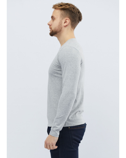 Однотонний чоловічий лонгслів колір сірий 32078, Колір: Сірий, Розмір: S, зображення 2