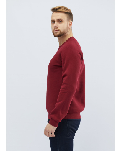 Утепленный бордовый мужской свитшот на флисе 30136, Цвет: Бордовый, Размер: S, изображение 2