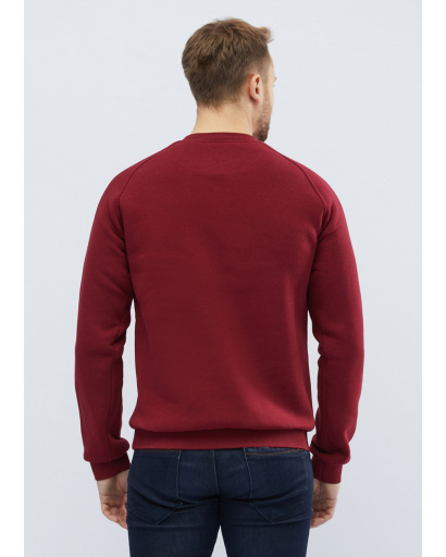 Утепленный бордовый мужской свитшот на флисе 30136, Цвет: Бордовый, Размер: S, изображение 3