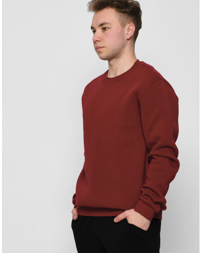 Бордовый мужской свитшот на флисе 29928, Цвет: Бордовый, Размер: M, изображение 2