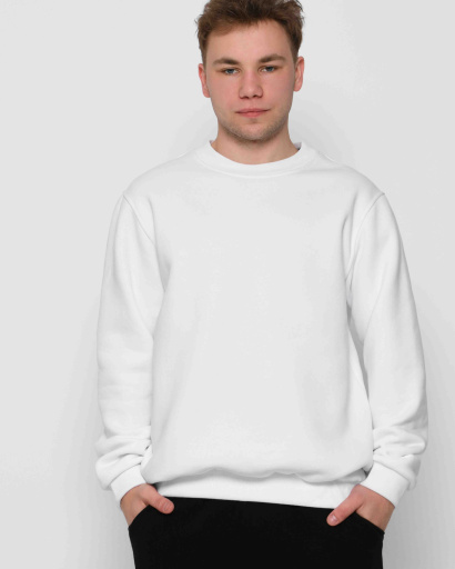 Однотонный белый мужской свитшот 31936, Цвет: Белый, Размер: S, изображение 2