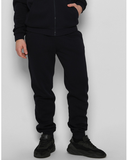 Синие мужские спортивные штаны на флисе 29937, Цвет: Синий, Размер: S, изображение 4