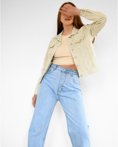 Бежевая джинсовая куртка 55154, Цвет: Бежевый, Размер: M, изображение 5