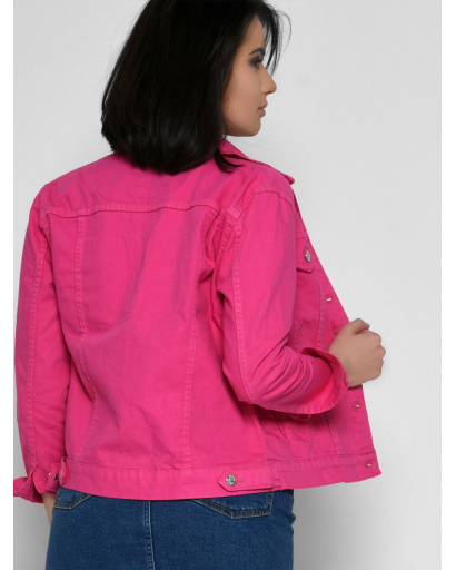 Малинова джинсова куртка 55155, Колір: Малина, Розмір: S, зображення 3