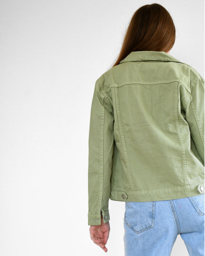 Джинсовая куртка цвета оливки 55156, Цвет: Хаки, Размер: M, изображение 5