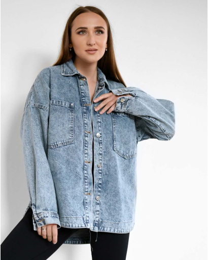 Жіноча джинсівка оверсайз 55159, Колір: Блакитний, Розмір: M, зображення 2