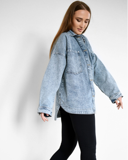 Жіноча джинсівка оверсайз 55159, Колір: Блакитний, Розмір: M, зображення 3