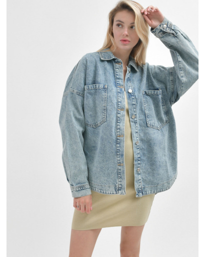 Джинсова куртка oversize 55160, Колір: Синій, Розмір: M, зображення 2