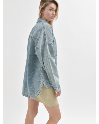 Джинсова куртка oversize 55160, Колір: Синій, Розмір: M, зображення 4