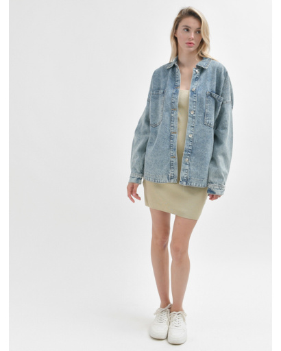 Джинсова куртка oversize 55160, Колір: Синій, Розмір: M, зображення 6