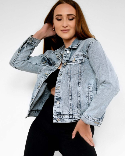 Класична джинсова куртка 55163, Колір: Блакитний, Розмір: M, зображення 4