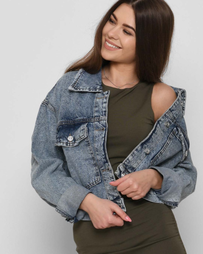 Блакитна жіноча джинсівка 43136, Колір: Блакитний, Розмір: L, зображення 2