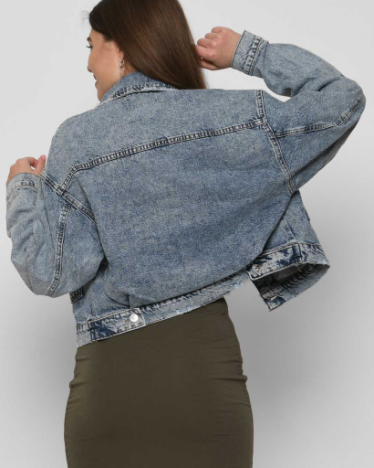 Блакитна жіноча джинсівка 43136, Колір: Блакитний, Розмір: L, зображення 4