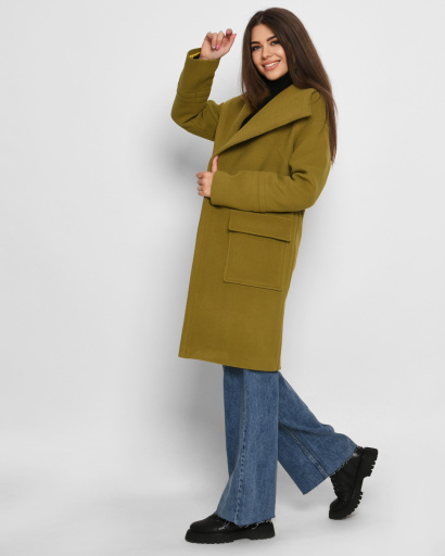 Укорочене пальто на запАх кольору хакі 32189, Колір: Хакі, Розмір: XS, зображення 3