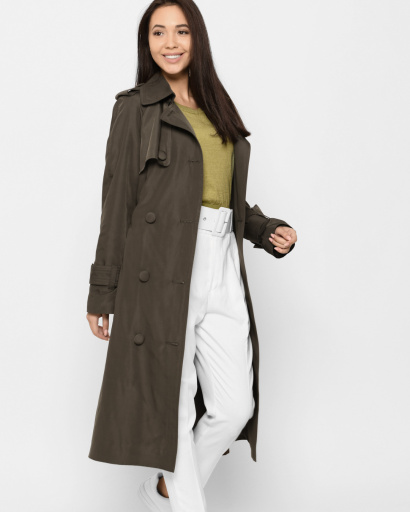 Демисезонный женский плащ на пуговицах цвета хаки 36063, Цвет: Хаки, Размер: XS, изображение 4