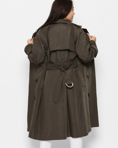 Демисезонный женский плащ на пуговицах цвета хаки 36063, Цвет: Хаки, Размер: XS, изображение 6