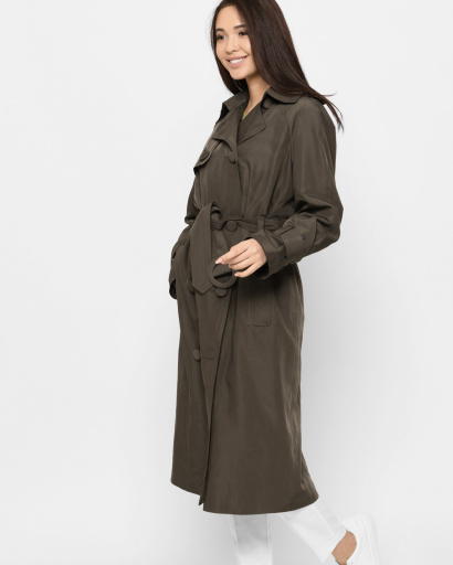 Демисезонный женский плащ на пуговицах цвета хаки 36063, Цвет: Хаки, Размер: XS, изображение 2