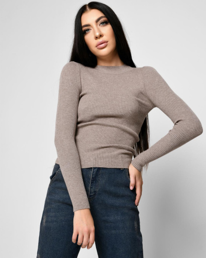 Жіночий гольф капучино у дрібний рубчик 51230, Колір: Капучино, Розмір: ONE SIZE, зображення 3