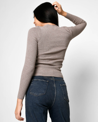 Жіночий гольф капучино у дрібний рубчик 51230, Колір: Капучино, Розмір: ONE SIZE, зображення 5