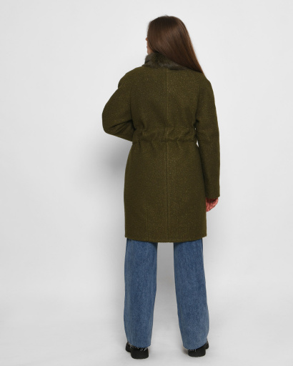 Оливковое зимнее пальто с натуральным мехом кролика 28476, Цвет: Оливковый, Размер: S, изображение 3