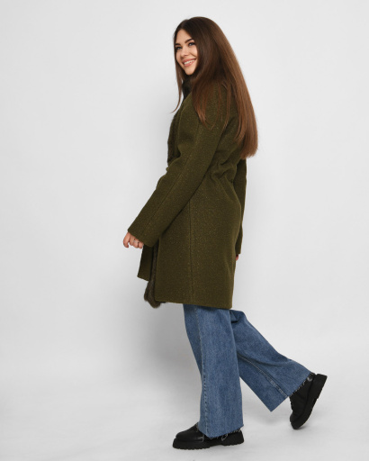 Оливковое зимнее пальто с натуральным мехом кролика 28476, Цвет: Оливковый, Размер: S, изображение 4