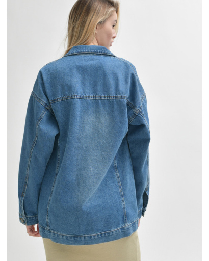 Модна синя джинсова куртка з ведмедиком 55148, Колір: Синій, Розмір: XS, зображення 4