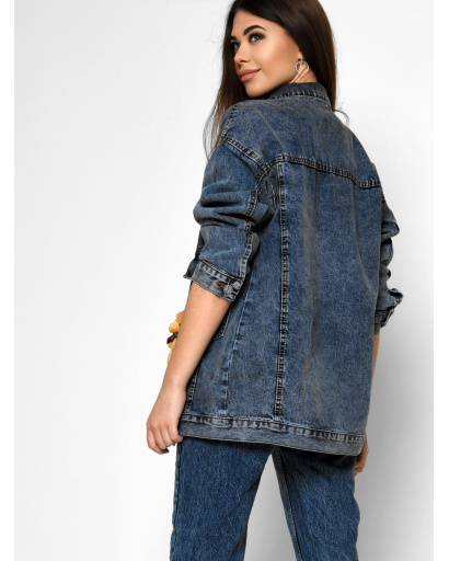 Модна джинсова куртка з ведмедиком 55149, Колір: Джинс, Розмір: XS, зображення 3