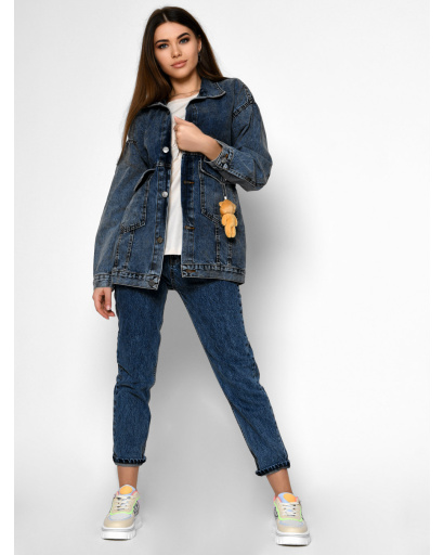 Модна джинсова куртка з ведмедиком 55149, Колір: Джинс, Розмір: XS, зображення 5