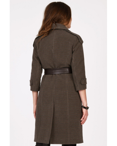 Пальто с рукавом 3/4 цвета синий-шоколад 35005, Цвет: Коричневый, Размер: XS, изображение 4