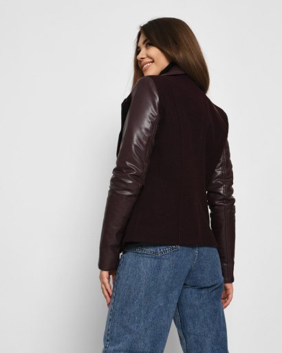 Напівпальто у стилі куртки-авіатор колір марсала 35011, Колір: Бургунді, Розмір: XS, зображення 4