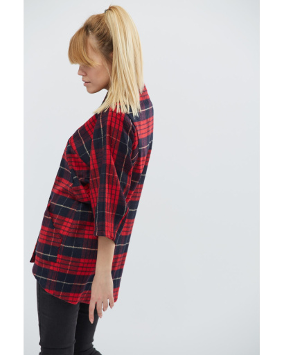 Демисезонное женское пальто в большую клетку 32133, Цвет: Красный, Размер: S, изображение 5