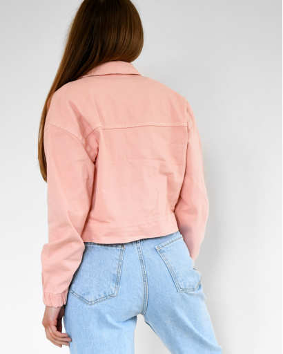 Коротка рожева джинсова куртка 55158, Колір: Рожевий, Розмір: S, зображення 6