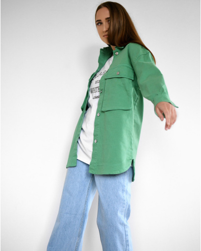 Зелена джинсова куртка 55162, Колір: Зелений, Розмір: S, зображення 4