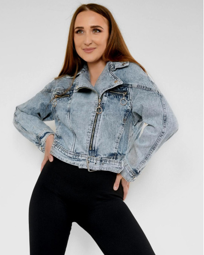 Голубая джинсовка в байкерском стиле 55164, Цвет: Голубой, Размер: M, изображение 5