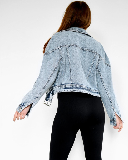 Голубая джинсовка в байкерском стиле 55164, Цвет: Голубой, Размер: M, изображение 6