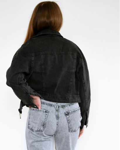 Чорна джинсівка в байкерському стилі 55165, Колір: Графіт, Розмір: L, зображення 6