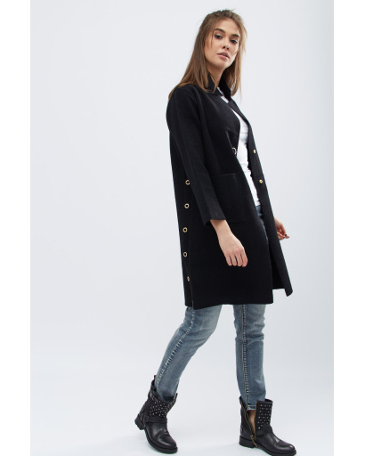 Стильне міське пальто кольору чорний 30553, Колір: Чорний, Розмір: ONE SIZE, зображення 2